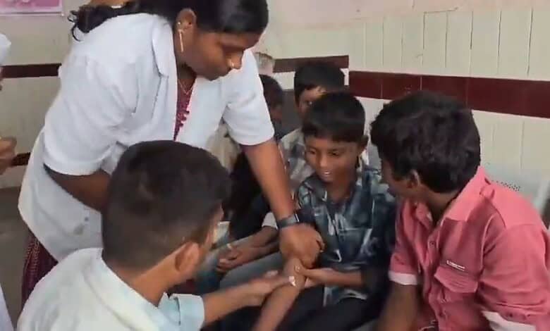 Students being treated at hospital in Khammam