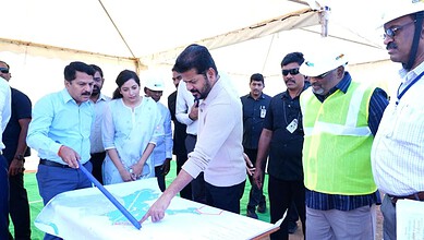 Revanth Kumar inspects Mir Alam Tank during a surprise visit in Hyderabad.