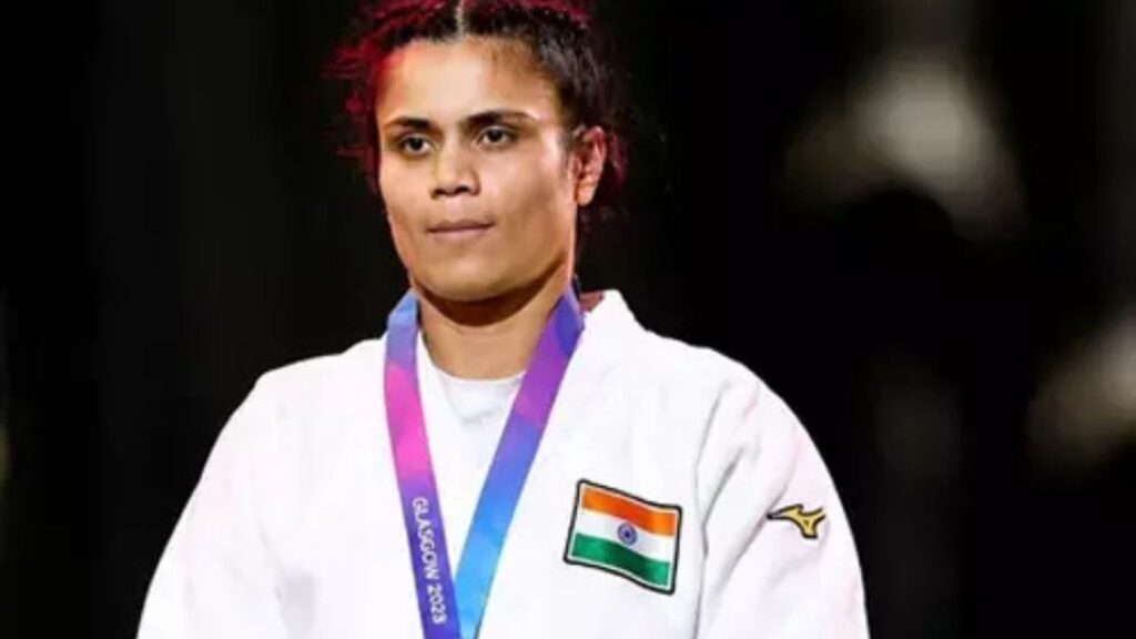 Indian female athlete with medal at National Sports Day 2026 event.