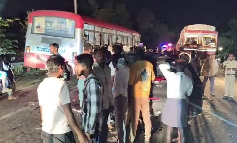 People gather at accident site in Karnataka