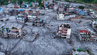 Devastation due to floods in Nepal