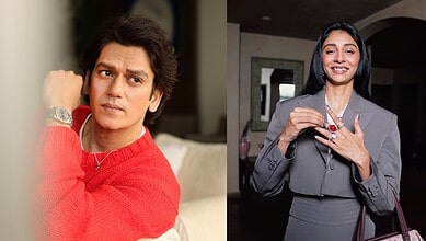 Vijay Varma and Dolly Singh smiling and posing for the camera at an indoor event.