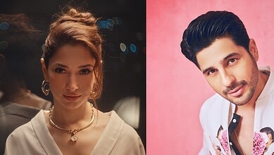 Promotional image of Sidharth and Tamannaah for The Vvaan movie.