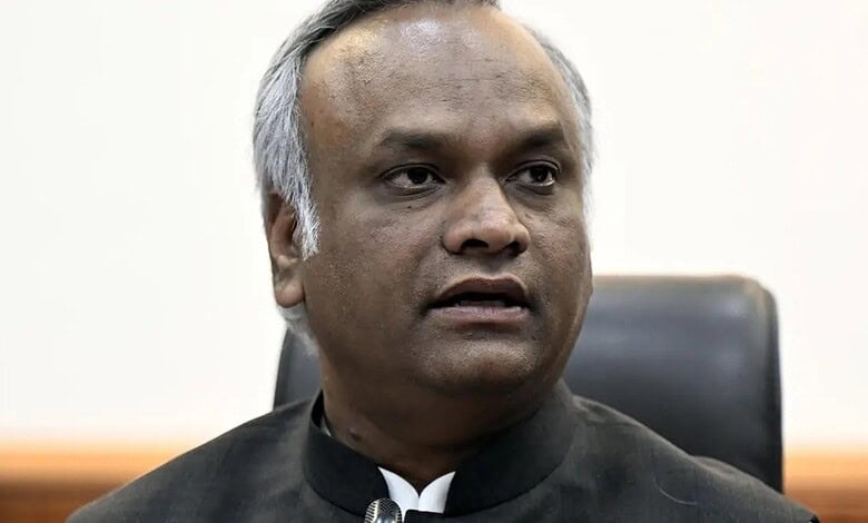 Priyank Kharge speaking at a public event or press conference.