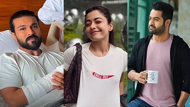 Three young adults outdoors, smiling and relaxed, in casual attire.