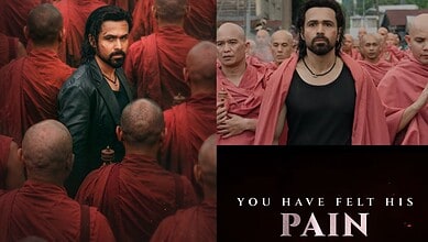 Emraan Hashmi as Shivam in Awarapan 2 trailer surrounded by monks in red robes.