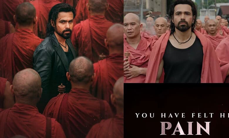 Emraan Hashmi as Shivam in Awarapan 2 trailer surrounded by monks in red robes.