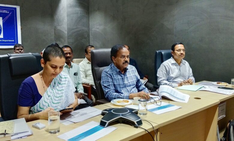 Telangana Special Chief Secretary for Rural Development and Panchayat Raj Department, M Dana Kishore conducting a meeting