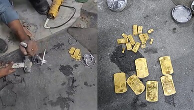 Gold bars seized by authorities in Jeddah after customs inspection of an e-scooter.
