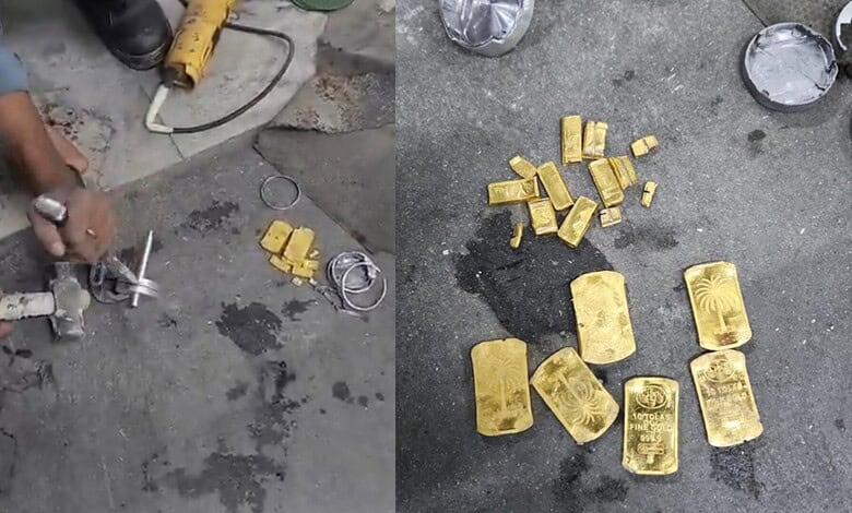 Gold bars seized by authorities in Jeddah after customs inspection of an e-scooter.