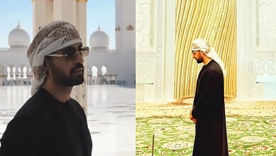 Diljit Dosanjh in traditional attire at Abu Dhabi mosque, viral video from the visit.