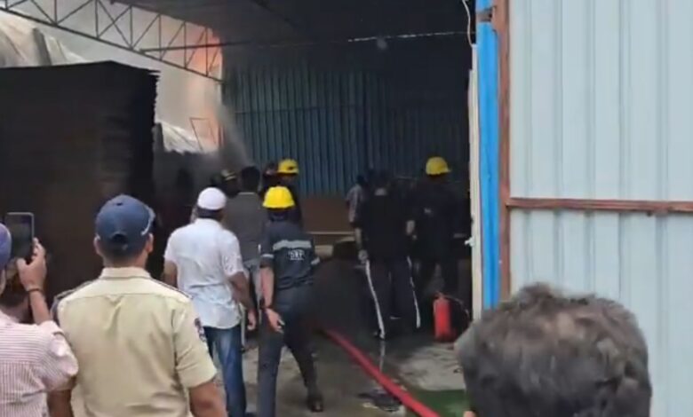 Fire at plywood warehouses in Gudimalkapur