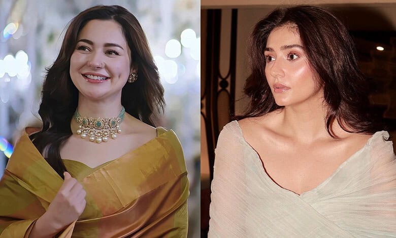 Hania Aamir and Durefishan Saleem at an event, smiling and posing for photos.