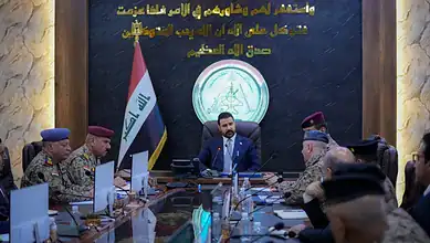 Iraqi PM Ali al-Zaidi at Air Defence Command meeting.