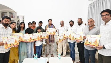 KTR unveils Bathukamma celebrations poster in Hyderabad.