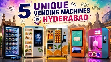 Five innovative vending machines in Hyderabad offering diverse products and services.