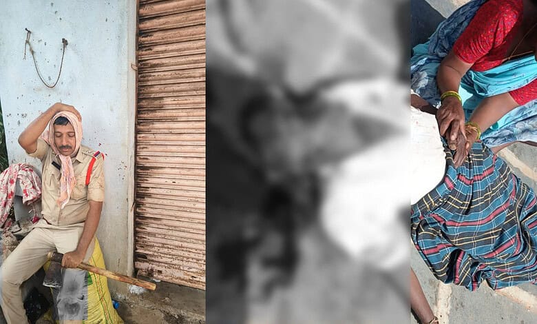 Injured SI Naveen Kumar (left) body of one of the deceased (right)