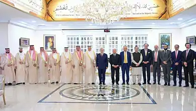 Saudi and Pakistani officials in a formal meeting for agriculture export discussions.