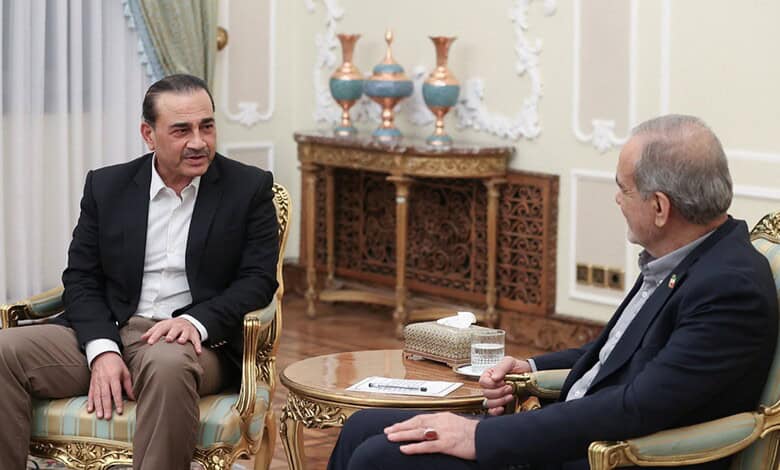 Pakistani and Iranian officials in a formal meeting to discuss regional issues and cooperation.