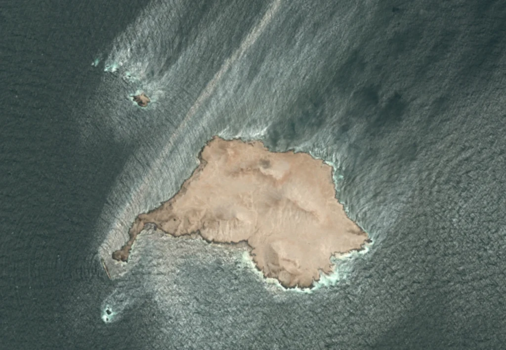 Satellite image shows the grounded Caroline Bezengi tanker near Qibliyah Island off Oman.