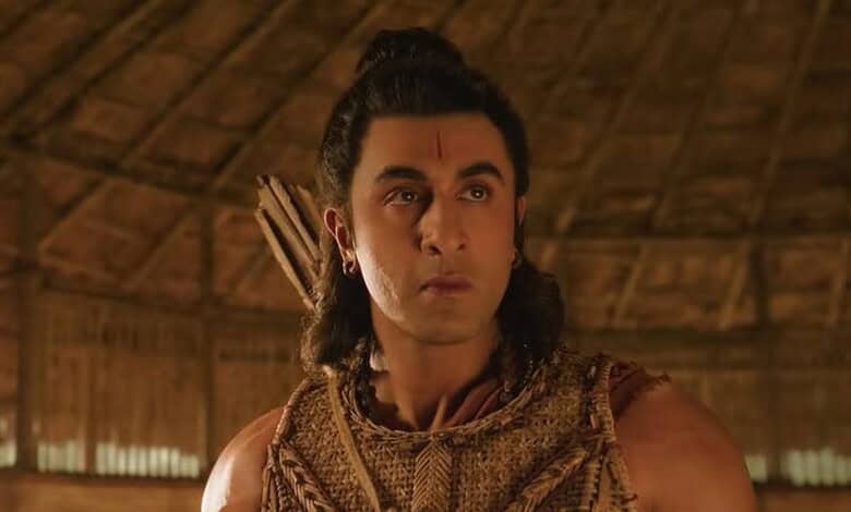 Actor dressed as Lord Ram in traditional costume for a film scene.