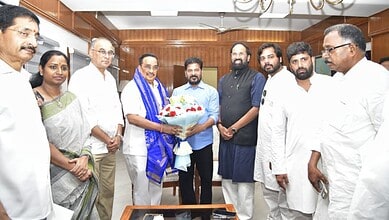 Telangana Chief Minister A Revanth Reddy meets Union Jal Shakti Minister C R Patil