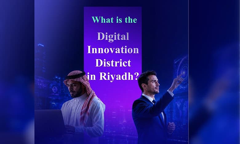 Two men discussing digital innovation in Riyadh Digital District.