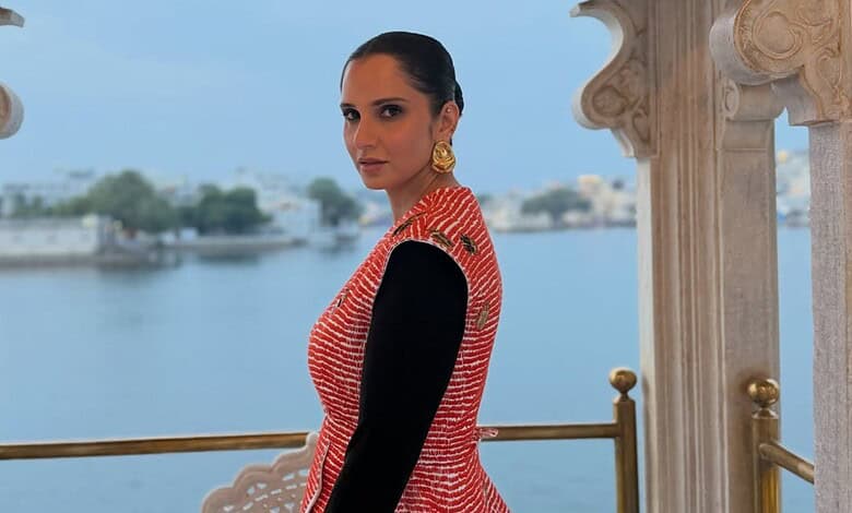 Sania Mirza in traditional attire enjoying her 'Happy Place' by the water.