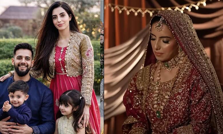 Family portrait and bride in traditional wedding attire at a celebration.