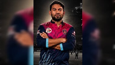Indian expat Shabeer Basheer in cricket kit.