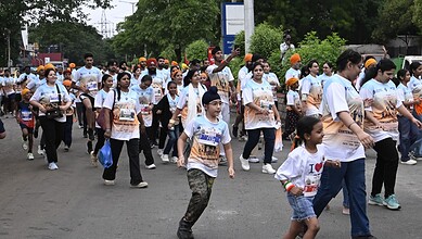 Participants of all ages participating in the Gowliguda Gurudwara marathon event.