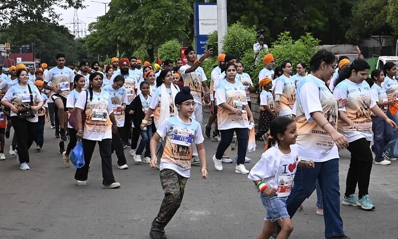 Participants of all ages participating in the Gowliguda Gurudwara marathon event.