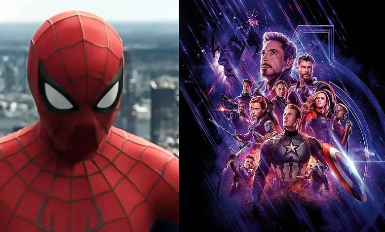 Close-up of Spider-Man in costume with a cityscape background.