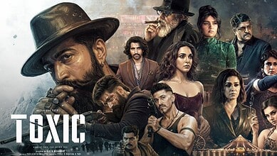 Promotional poster for the movie Toxic featuring diverse cast members in dramatic poses.