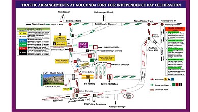 Traffic restrictions at Golconda Fort for Independence Day celebrations in Hyderabad.