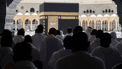 Devotees gather at the Masjid al-Haram for Hajj pilgrimage in Mecca, Saudi Arabia.