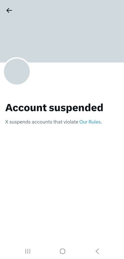 X account suspension notice.