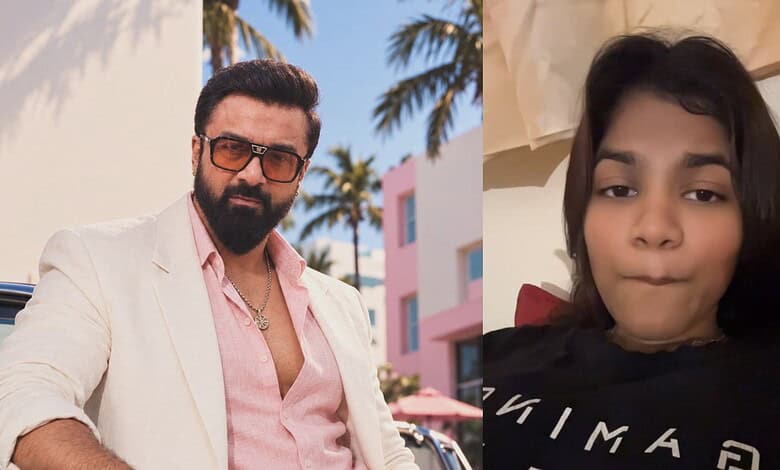 Ajaz Khan and influencer taking a selfie, outdoor setting with palm trees.