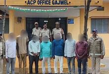 Seven BRS leaders detained outside ACP Office Gajwel in Telangana.
