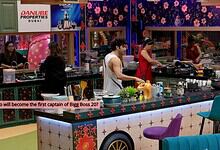 Contestants in the Bigg Boss 20 house kitchen during a task or activity.
