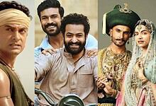 Indian film characters in traditional and modern attire from '93 in total' post.