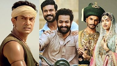 Indian film characters in traditional and modern attire from '93 in total' post.
