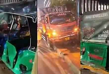 Auto rickshaw and vehicle crash in Hyderabad, causing damage and traffic disruption.
