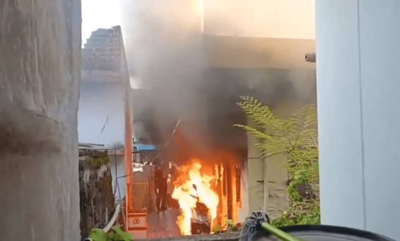 E-scooter explodes while charging in Jagtial, totally gutted