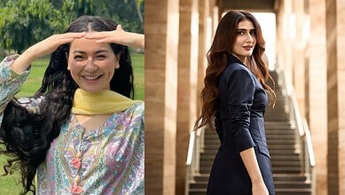 Fatima Sana Shaikh posing in a stylish blue outfit with a confident smile.