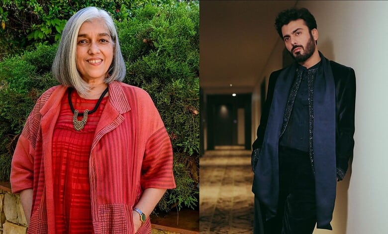 Ratna Pathak Shah and Fawad Khan at a public event, smiling and posing for the camera.