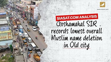 Street view of Goshamahal with traffic and shops, related to Muslim name records.