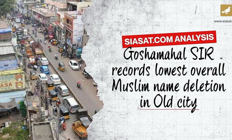 Street view of Goshamahal with traffic and shops, related to Muslim name records.