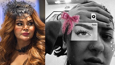 Rakhi Sawant in a stylish black hat and makeup, looking to the side with a confident expression.