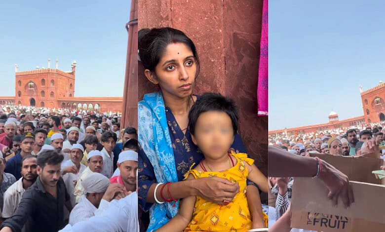 People donate outside Jama Masjid for the treatment of the woman's daughter suffering from SMA Type 1.